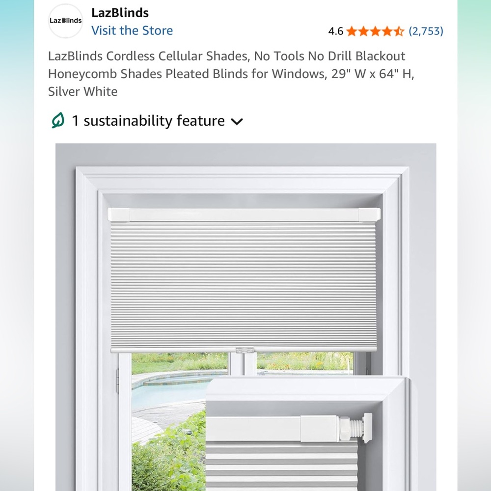 LazBlinds Cordless Cellular Shades in Silver White
